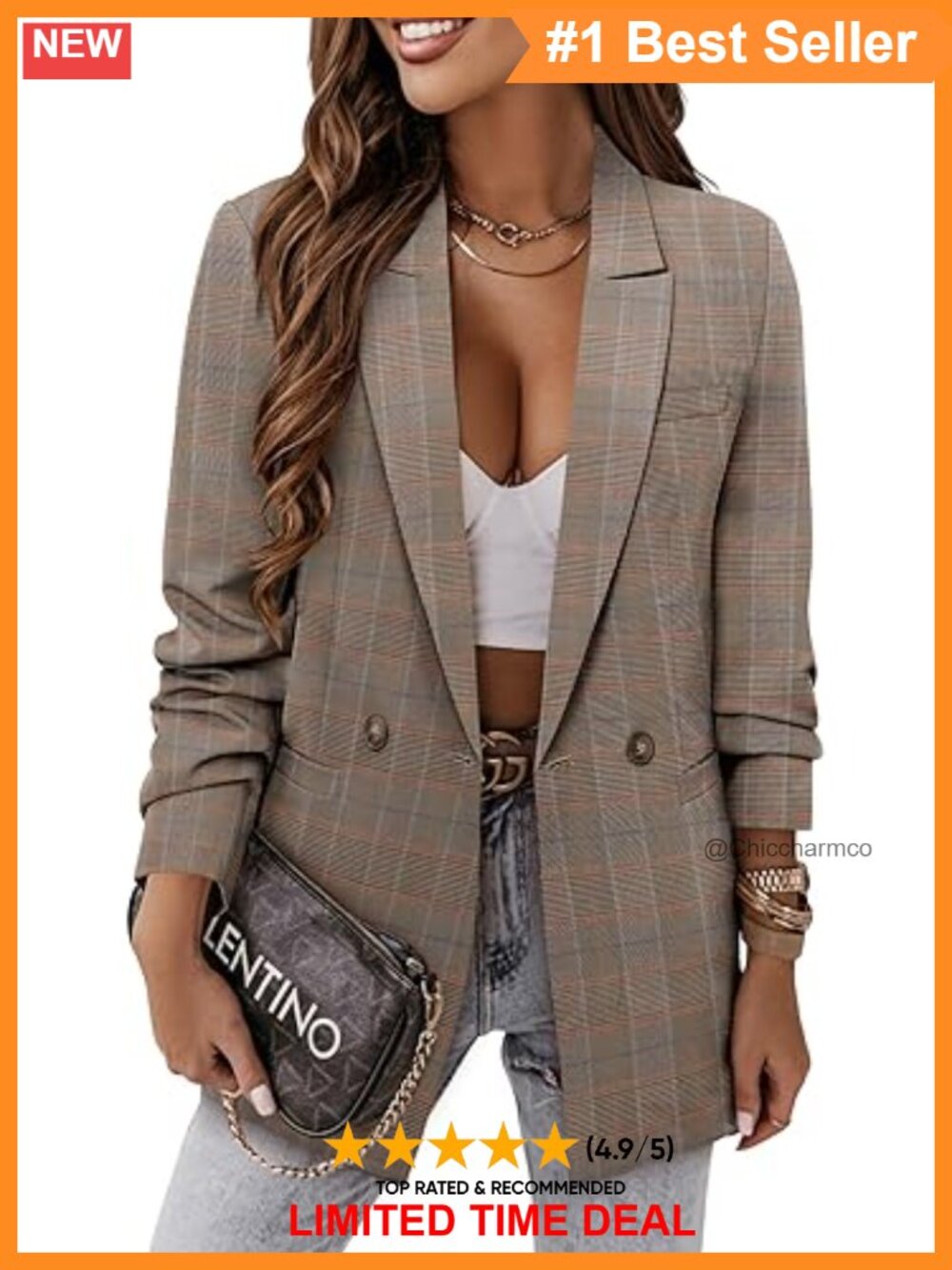 Business Casual Blazer Jacket Notched Lapel Lined Work Professional